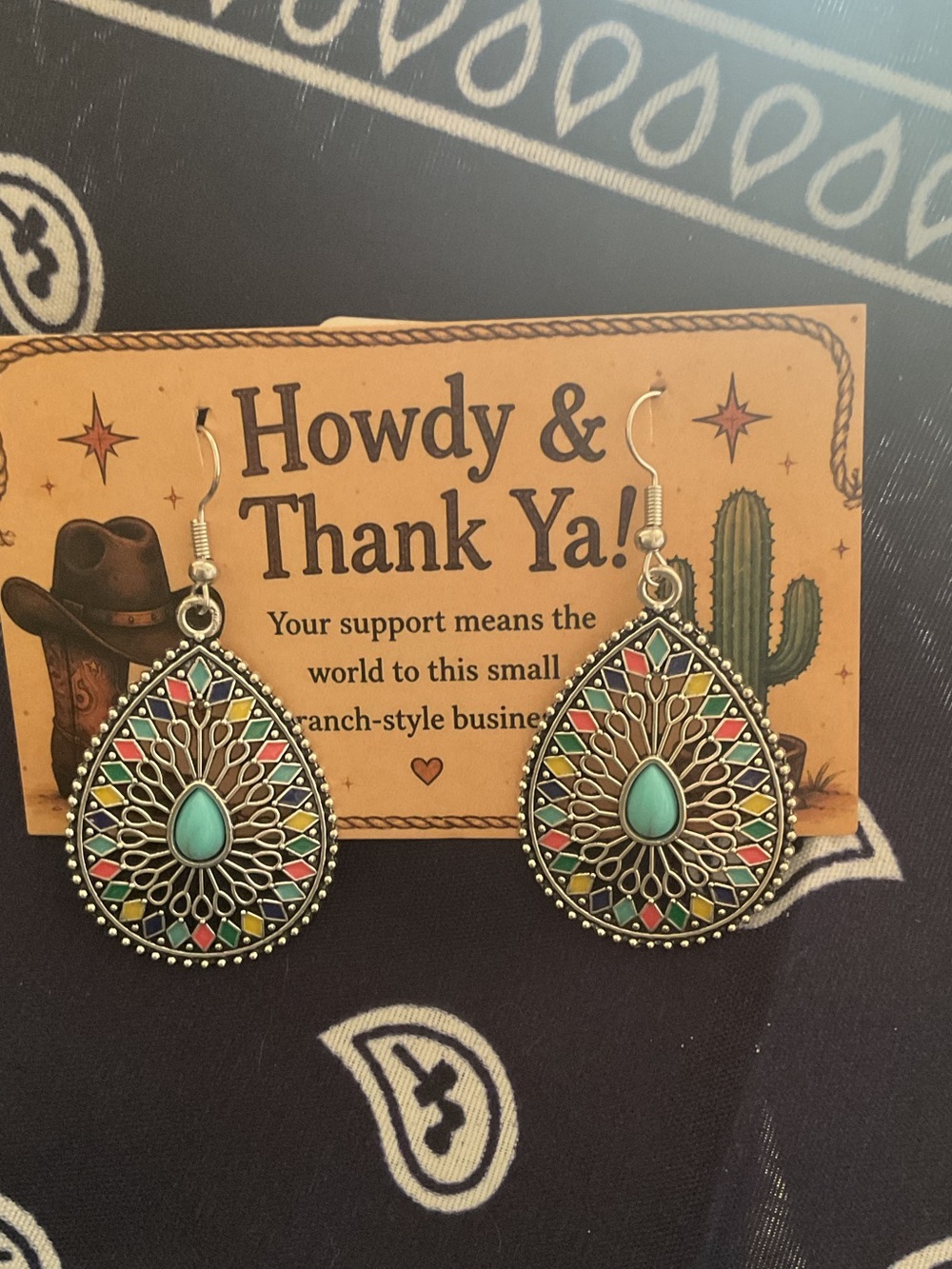 Colorful Turquoise Teardrop Boho Earrings